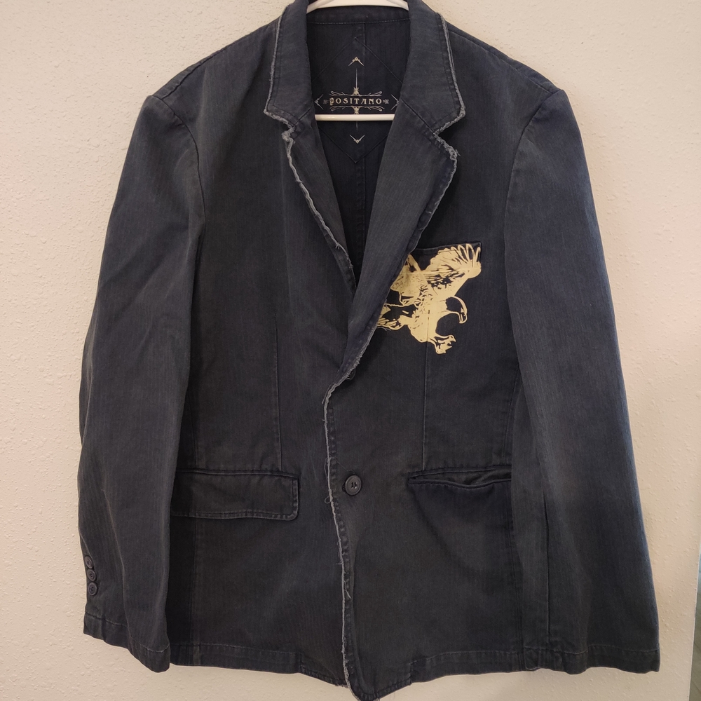 Positano Black Blazer with Eagle Design